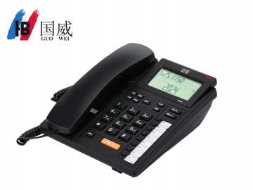國威GW72電話機,黑名單辦公電話,黑色大屏幕座機電話
