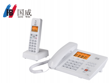 國威GW61數字無繩子母機,白色無繩電話機,辦公電話